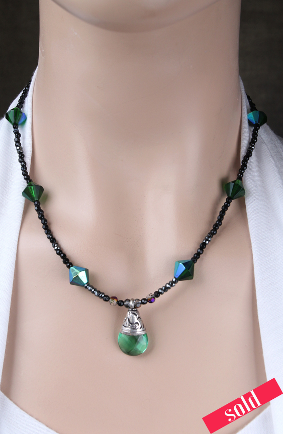 SOLD--Tibet Green Glow, 19 length, $30.00, 